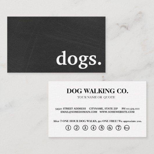 モダンな黒板の犬 ロイヤルティ・パンチカード 名刺 (正面/裏面)