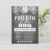 モダンな黒板の花火　7月4日パーティー 招待状 (スタンド正面)