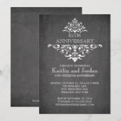 モダンな黒板の花飾り アニバーサリー パーティー 招待状 (正面/裏面)