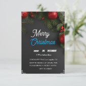 モダンな黒板の赤い装飾 クリスマスパーティー 招待状 (スタンド正面)