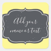 モダンな黒板フレーム カスタム イエロー スクエアシール (正面)