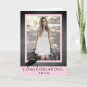 モダンな黒板 おめでとう 卒業写真 カード (正面)
