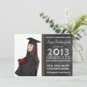 モダンな黒板  フォト 卒業式 招待状 (スタンド正面)
