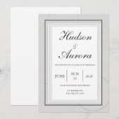 モダンな黒枠の洗練された幾何学的な結婚式 招待状 (正面/裏面)
