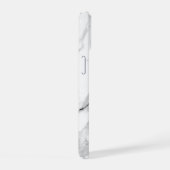 モダンな黒灰白の大理石模様のモノグラム iPhone 15ケース (右側面)