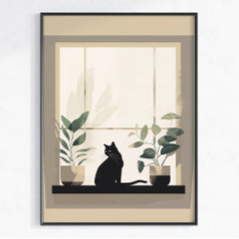 モダンな黒猫のインテリアに合うシンプルなデザイン ポスター