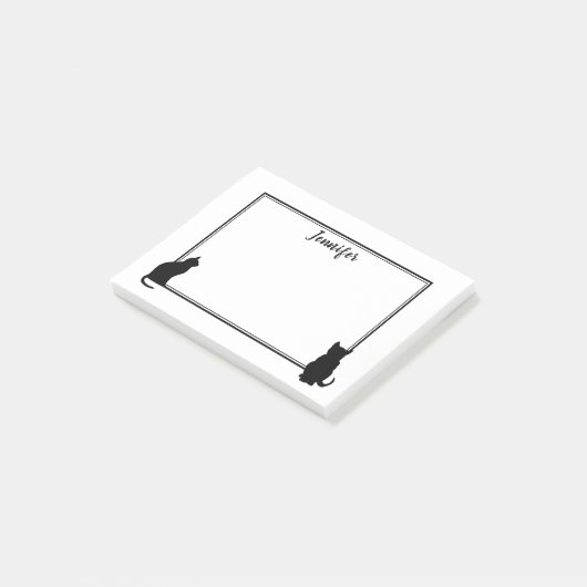 モダンな黒猫は白い名前入りのシルエットを描きます ポストイット (アングル)