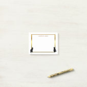 モダンな黒猫は金ゴールドフレームのシルエットを描きます ポストイット (デスク上)