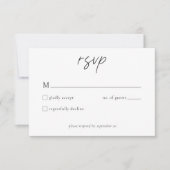 モダンな黒白のミニマリスト結婚式 出欠カード (正面)