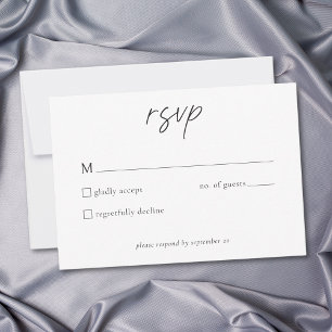 モダンな黒白のミニマリスト結婚式 出欠カード