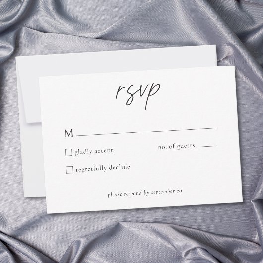 モダンな黒白のミニマリスト結婚式 出欠カード