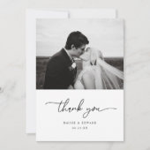 モダンな黒白の結婚写真 サンキューカード (正面)