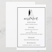 モダンな黒白の結婚式メニューカード (正面/裏面)