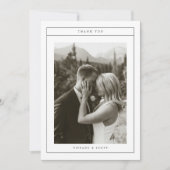 モダンな黒白の結婚式写真カリグラフィー サンキューカード (正面)