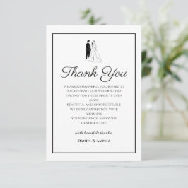 モダンな黒白の結婚式御礼カード サンキューカード