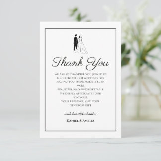 モダンな黒白の結婚式御礼カード サンキューカード