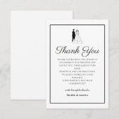 モダンな黒白の結婚式御礼カード サンキューカード (正面/裏面)
