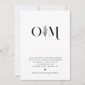 モダンな黒白の花嫁Minimalist Floral Wedding 招待状 (正面)