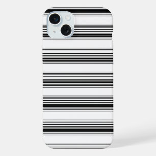 モダンな黒白ストライプ iPhone 15 PLUSケース