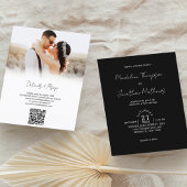 モダンな黒白写真の格安結婚式QRコード