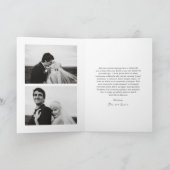 モダンな黒白写真の結婚式デザイン サンキューカード (内部)