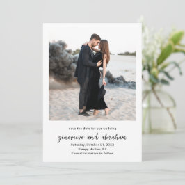 モダンな黒白写真の結婚式 セーブザデート