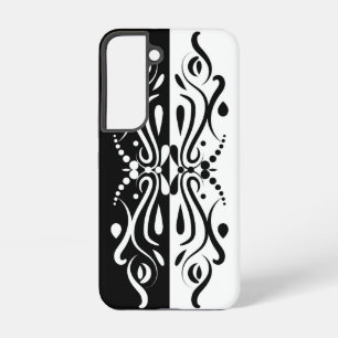 モダンな黒白抽象ハーレクイン柄 SAMSUNG GALAXY S22ケース