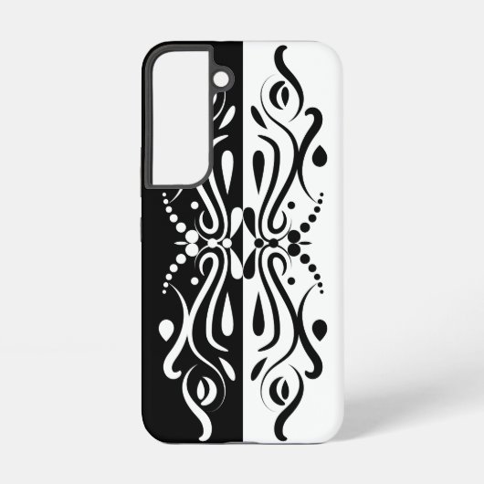 モダンな黒白抽象ハーレクイン柄 SAMSUNG GALAXYケース (裏面)
