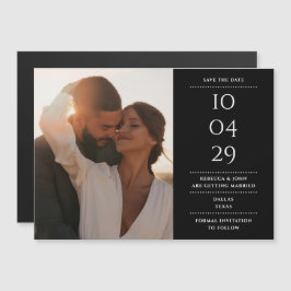 モダンな黒白結婚式のフォトウェディング セーブ・ザ・デート マグネット招待状