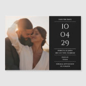 モダンな黒白結婚式のフォトウェディング セーブ・ザ・デート マグネット招待状 (正面)