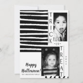 モダンな黒白高コントラストのハロウィン写真 招待状 (正面)
