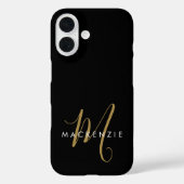 モダンな黒金スクリプトモノグラム Case-Mate iPhoneケース (裏面)