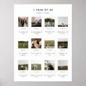 モダンな1周年記念の12枚の写真のカスタムペア ポスター (正面)