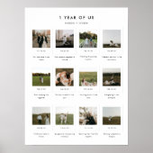 モダンな1周年記念の12枚の写真のカスタムペア ポスター (正面)