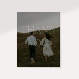 モダンな1枚の写真の結婚式のお礼カード 招待状