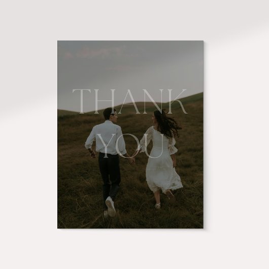 モダンな1枚の写真の結婚式のお礼カード 招待状