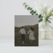 モダンな1枚の写真の結婚式のお礼カード 招待状 (スタンド正面)