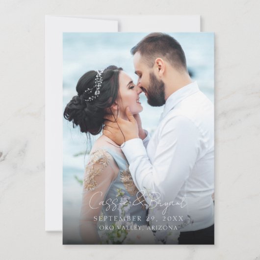 モダンな1枚の写真の結婚式の御礼 サンキューカード (正面)