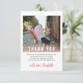 モダンな1歳の誕生日子供パーティーお礼カード サンキューカード (スタンド正面)