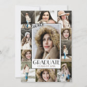モダンな11枚の写真コラージュ 卒業おめでとうのご案内 招待状 (正面)