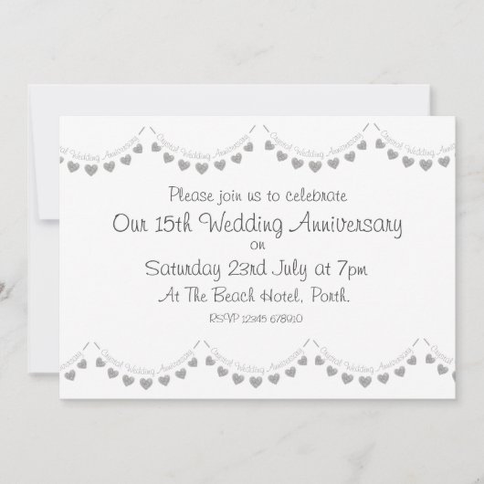 モダンな15周年クリスタル結婚記念日招待状 招待状 (正面)