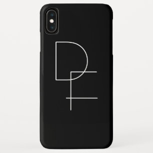 モダンな2つの重なり合うイニシャル 黒地に白 iPhone XS MAXケース