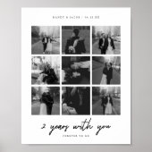 モダンな2周年結婚記念日9枚の写真コラージュ ポスター (正面)