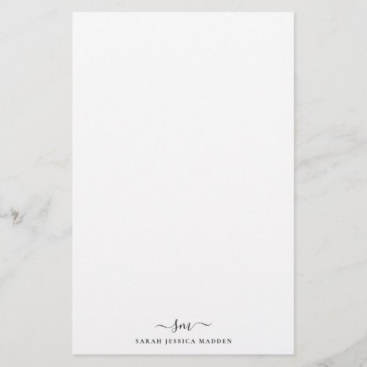 モダンな2文字のイニシャルガールスクリプトスワッシュ 便箋 (正面)