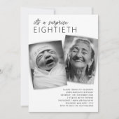 モダンな2枚の写真でサプライズ 80歳の誕生日パーティー 招待状 (正面)
