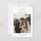 モダンな2枚の写真とLove & Thanks Scriptの結婚式 サンキューカード (正面)