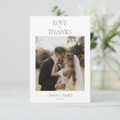 モダンな2枚の写真とLove & Thanks Scriptの結婚式 サンキューカード (スタンド正面)