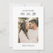 モダンな2枚の写真の結婚式事前告知 セーブザデート (正面)