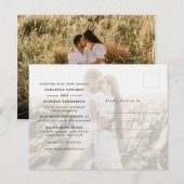 モダンな2枚の写真の結婚式 インビテーションポストカード (正面/裏面)