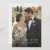 モダンな2枚の写真の結婚式 サンキューカード (正面)